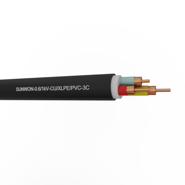 Cáp đồng bọc 3 lõi SUNWON-0.6/1kV-CU/XLPE/PVC 7 sợi