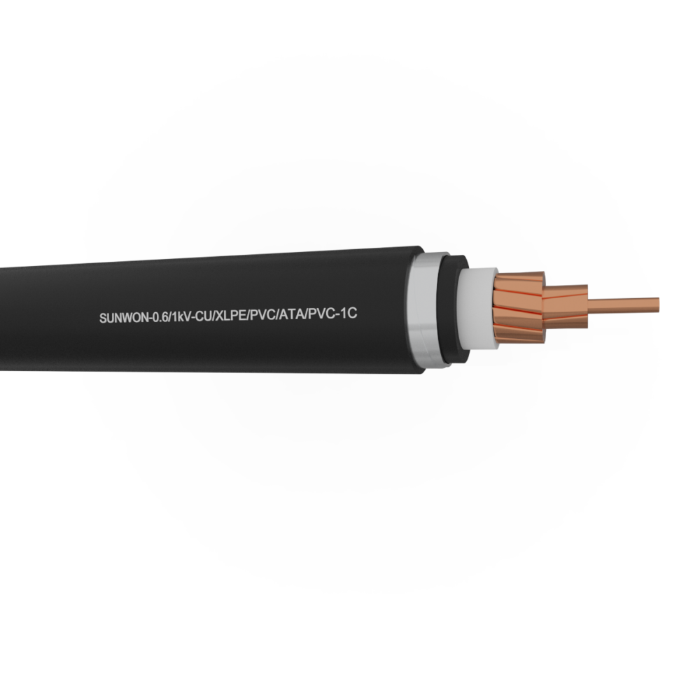 Kết cấu Cáp đồng Muller 1 lõi SUNWON-0.6/1kV-CU/XLPE/PVC/ATA/PVC-1C 19 sợi