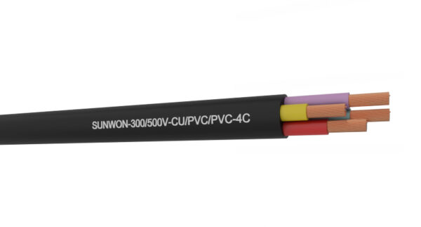 Dây điện tròn 4 lõi mềm SUNWON-300/500V-CU/PVC-4C