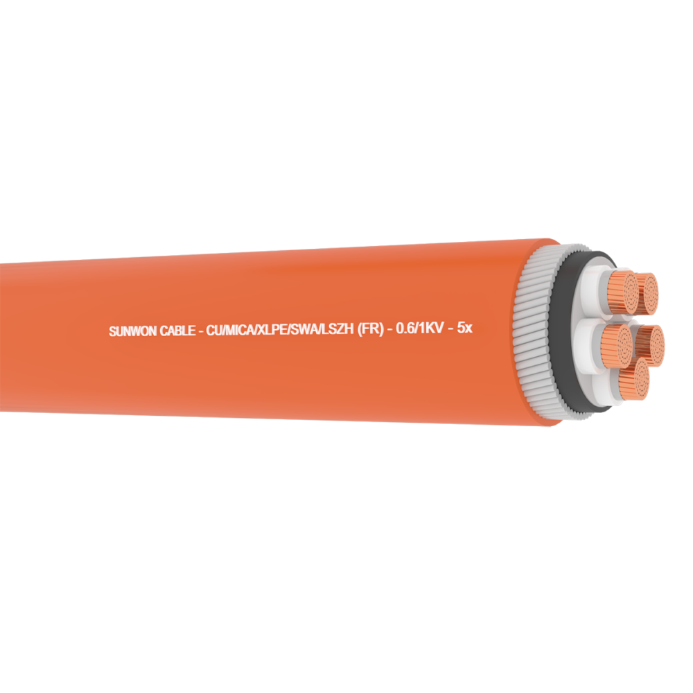 Cáp chống cháy bọc giáp sợi SUNWON 0.6 1kV FR-PVC SWA (AWA) 5x 2