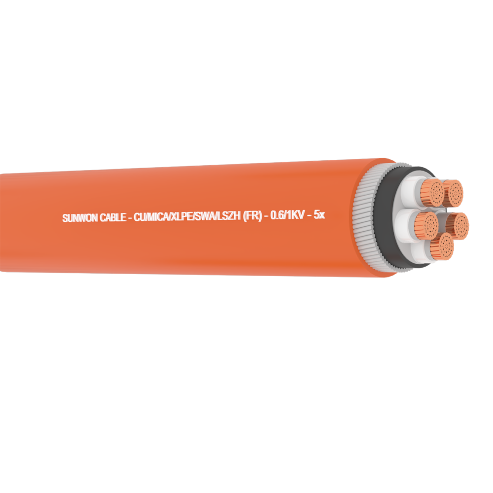 Cáp chống cháy bọc giáp sợi SUNWON 0.6 1kV FR-PVC SWA (AWA) 5x 4