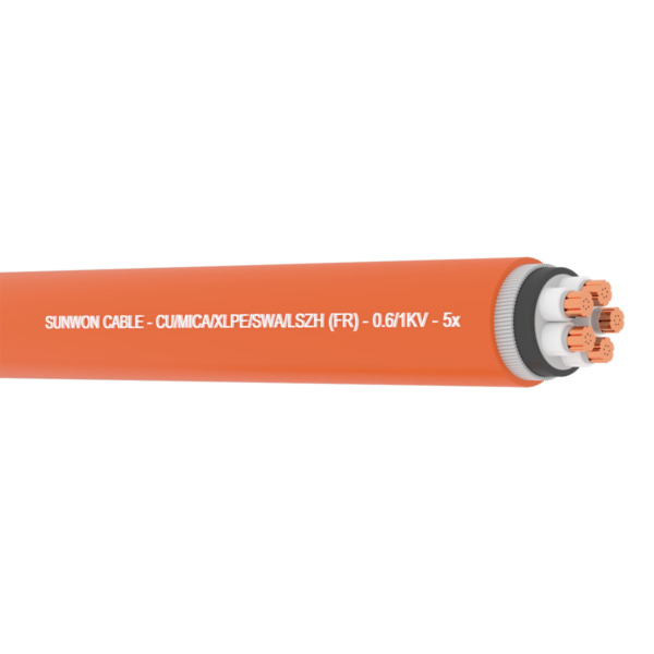 Cáp chống cháy bọc giáp sợi SUNWON 0.6 1kV FR-PVC SWA (AWA) 5x 5