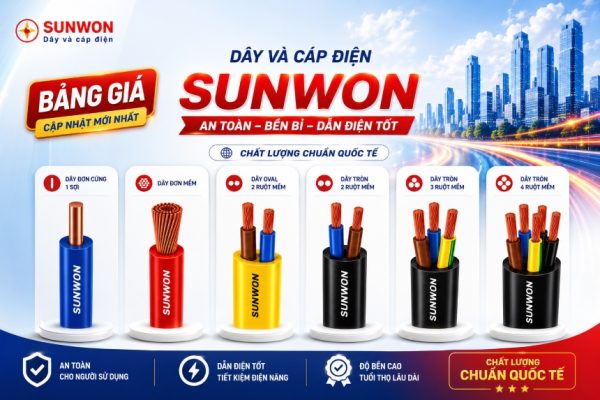 Hình ảnh các loại dây, cáp điện dân dụng có trong bản giá