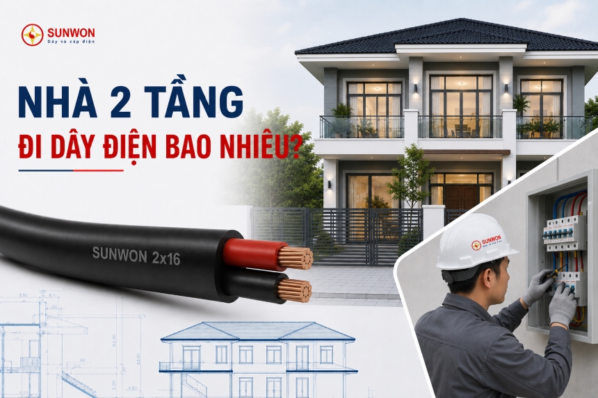 Nhà 2 tầng đi dây điện bao nhiêu